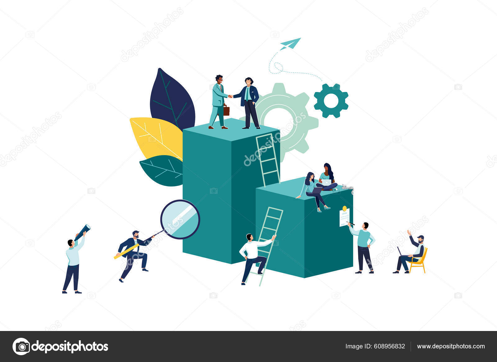 Ilustración Vectorial Gente Corriendo Hacia Objetivo Una Columna Columnas  Ascendiendo Vector de stock #608956832 de ©GSFgfH32FB21Scf, image size:1600x1167