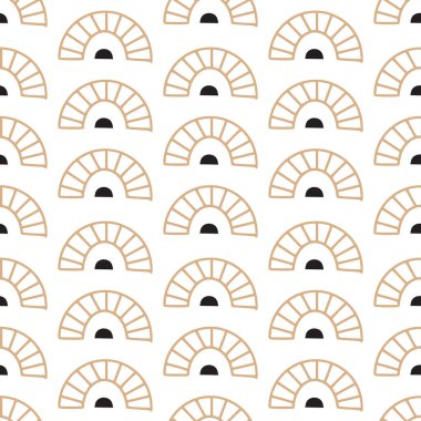 Geometrik basit, soyut şekilli, pürüzsüz desen. Modern tekstil, kumaş, ev dekoru, duvar kâğıdı için antika, yüzyılın ortalarında moda. Bohem 60 'ların arkaplanı