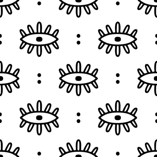 Kusursuz desen ve doğrusal gözler. Vektör. Kumaş, tekstil, duvar kâğıdı, ev dekorasyonu için el yapımı basit minimalist doku. Çizgi çalışması. 60 'ların soyut bohem geçmişi. Eski, eski yüzyılın ortası tarzı