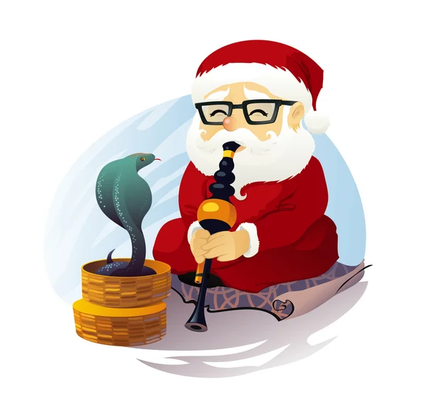 Charmeur de serpent Père Noël — Image vectorielle