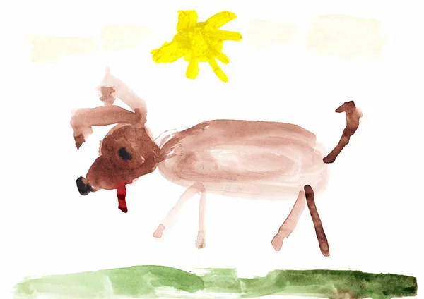 Dog Children's Drawing — Stock Photo, Image