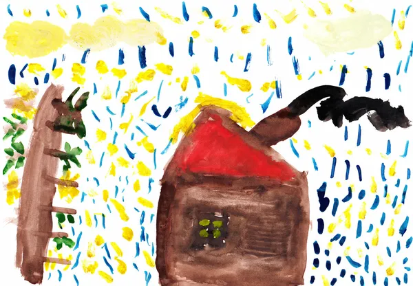 Child 's Drawing "My Home " — стоковое фото