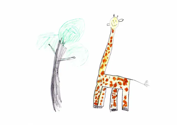 Giraffe Children's Drawing — Stock Photo, Image