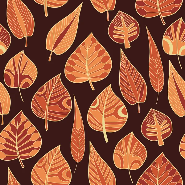 Seamless autumn pattern with leaves — Stock Vector