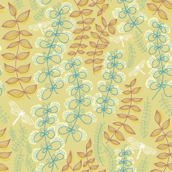 Seamless pattern with dragonfly — Stock Vector