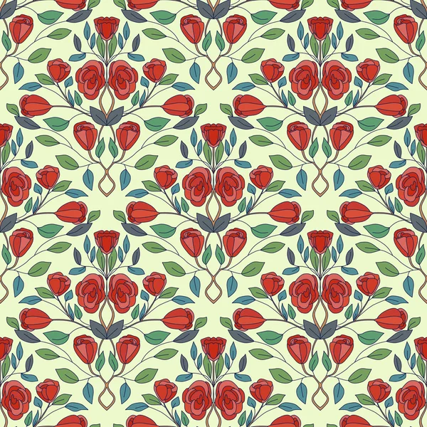 Model vintage floral fără sudură cu trandafiri — Vector de stoc