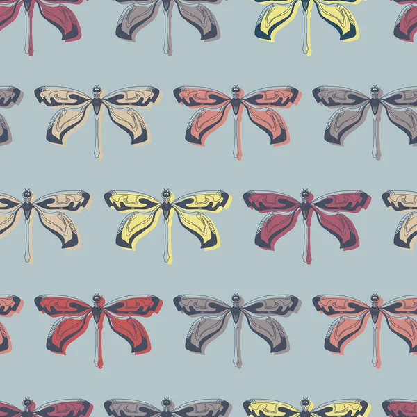 Seamless pattern with dragonfly — Stock Vector