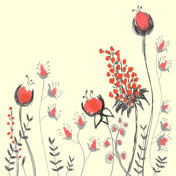 Ручной рисунок милый фон с цветами — стоковый вектор