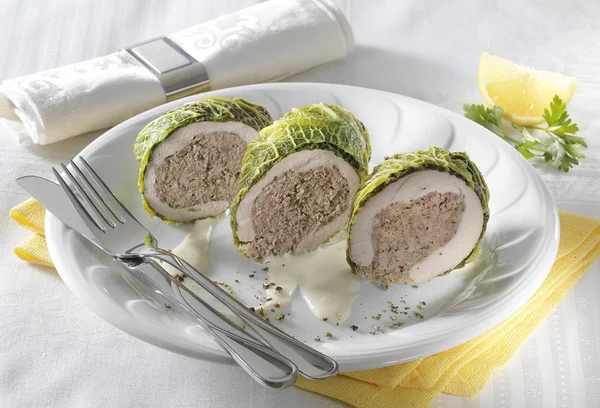 Stuffed pheasant breast with cole — Stock Photo, Image