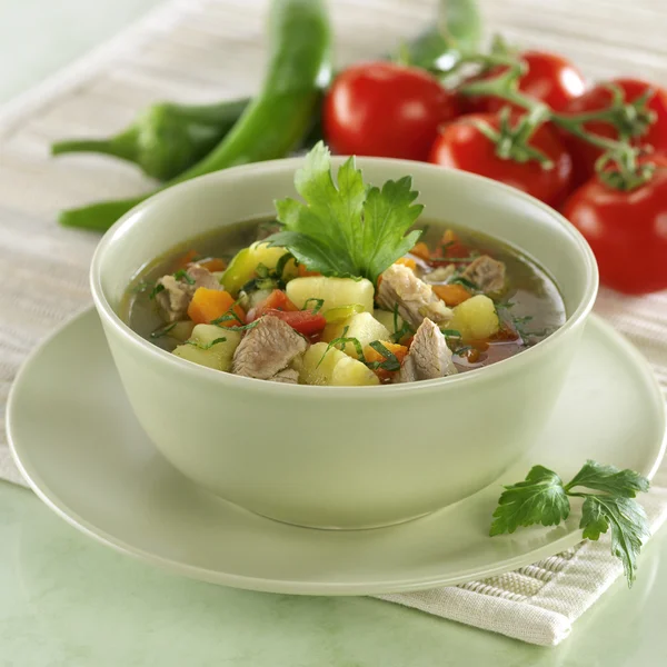 Sopa de verduras con cordero Imagen de stock