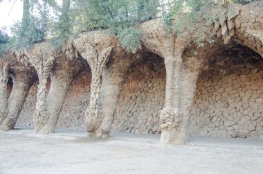 Park guell turistik Barcelona, İspanya.