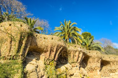 Park guell turistik Barcelona, İspanya.
