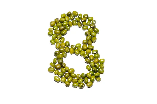 Čísla zelené fazolky — Stock fotografie