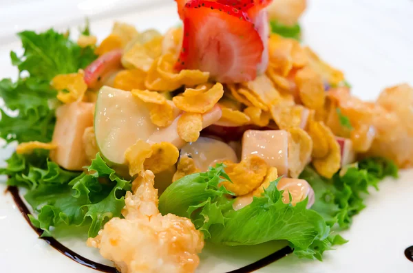 Shrimp salad, fruit — Stock Photo, Image