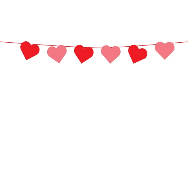 Red Hearts Romantic White Background Vector Valentines Day — стоковый вектор