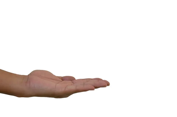Mannelijke Handen Een Witte Achtergrond Kopieer Ruimte — Stockfoto