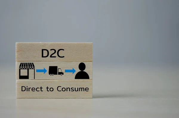Ξύλινους Κύβους Direct Consumer D2C Στο Τραπέζι Και Αντιγραφή Χώρου — Φωτογραφία Αρχείου