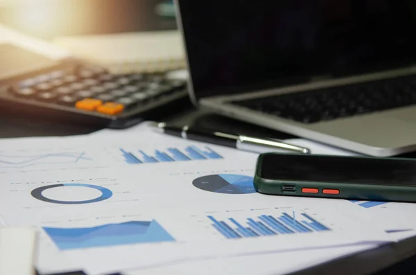 Business Document Finance Graph Chart Report Analysis Marketing Accounting Computer — Stockfoto