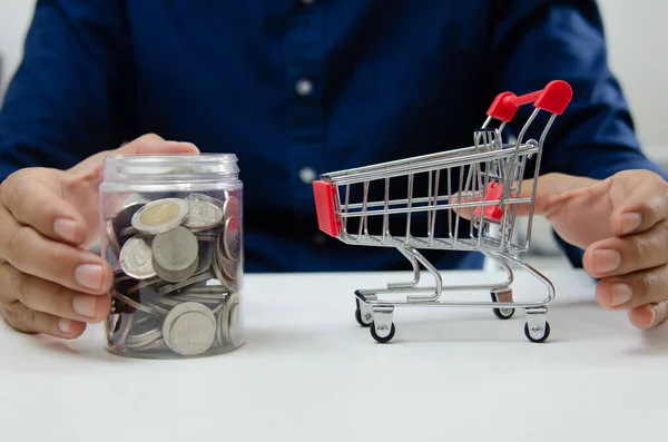 Business Finance Investment Economy Shopping Concept Businessman Money Coin Saving — Fotografia de Stock