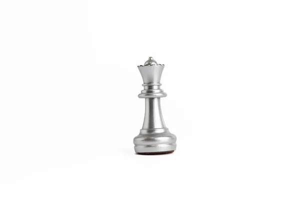 Chess Game Silver Isolated White Background —  Fotos de Stock