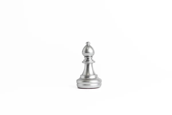 Chess Game Silver Isolated White Background — Stok fotoğraf