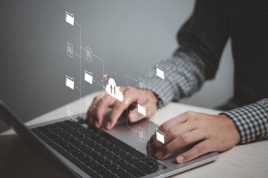 Siber uzay servis çözümündeki Global yeniliğin hesaplanması gelecekteki bilgisayar sunucusu bağlantı teknolojisi iş bilgisi laptop ekranı pazarlama web uygulaması.