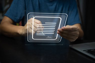 Çevrimiçi iş sözleşmesi Elektronik imza, e-imzalı belge dijital siber ağı.