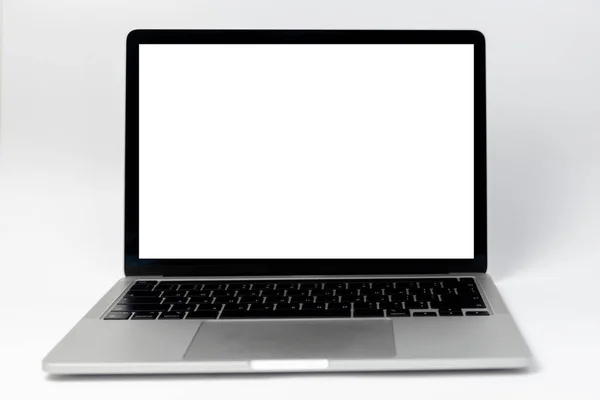 Laptop Computerrahmen Mit Isoliertem Weißen Hintergrund Leeren Bildschirm Vorlage Präsentation — Stockfoto