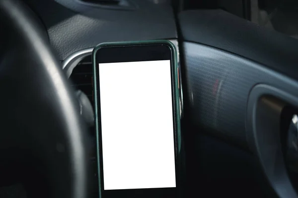 Mobile Phone Car Air Vent Blank White Screen Mock Smart — Stock Photo, Image
