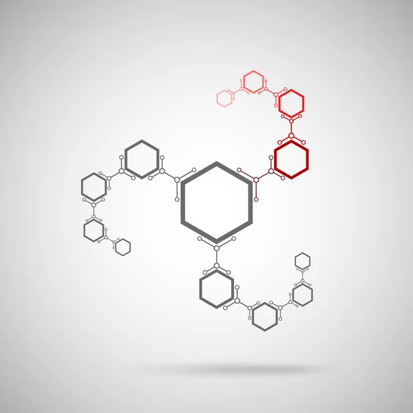 Vernetzte graue und rote Zellen — Stockvektor