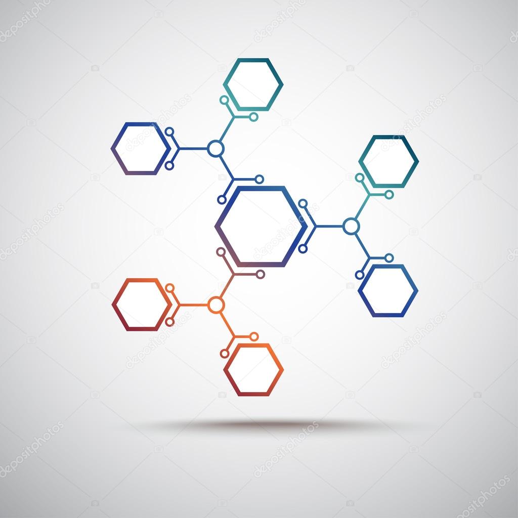 Connection of colored hexagonal cells