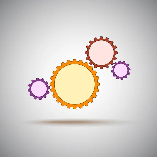 Four colored gears — Stock Vector