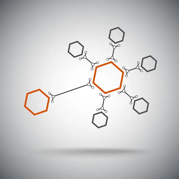 Conexão hexagonal. Laranja — Vetor de Stock