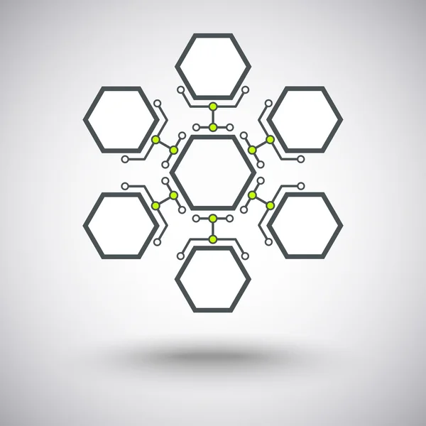 Sześć połączeń Zielona — Wektor stockowy