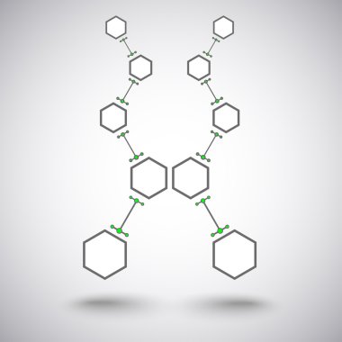 Degrade gri-yeşil iki dalı beş hücre