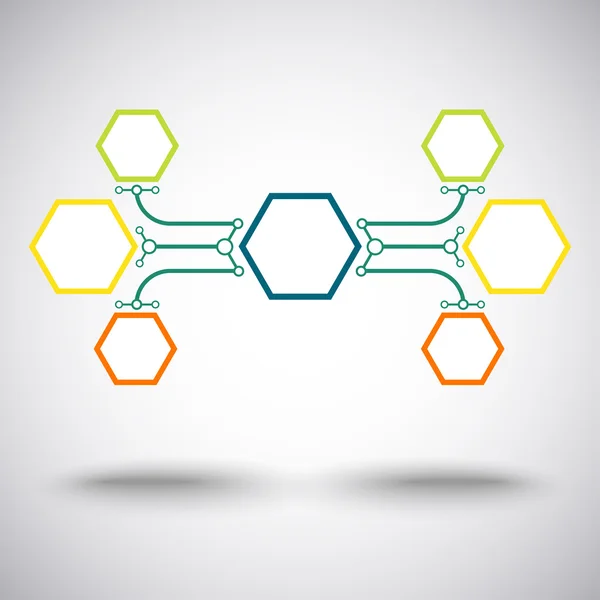 Doğrudan bağlantı ve ark yedi hücre rengi — Stok Vektör
