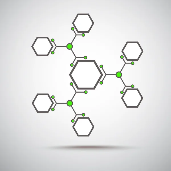 Conexão de células hexagonais cinzentas — Vetor de Stock