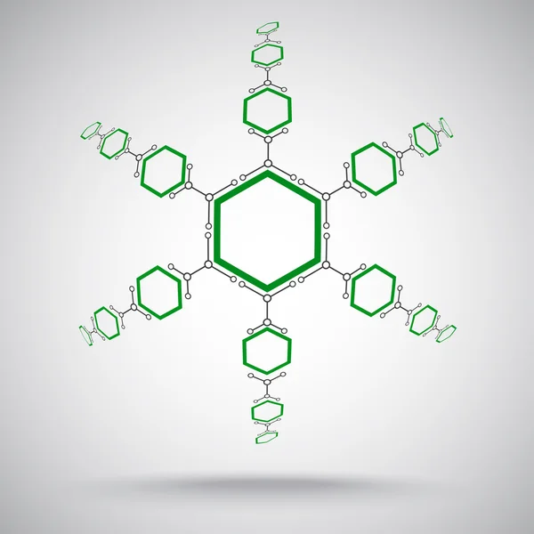 Verbonden cellen van verschillende grootte. convexe. groen. — Stockvector