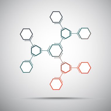 Altıgen Hücre bağlantısı. Degrade kırmızı-yeşil