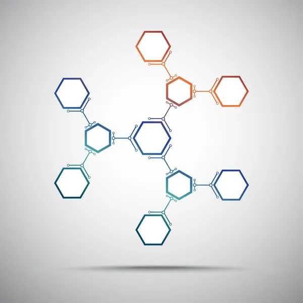 Conexión de celdas hexagonales. gradiente — Vector de stock