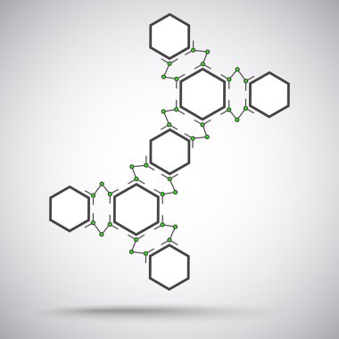 Bileşik sekiz özdeş altıgen hücre. gri-yeşil