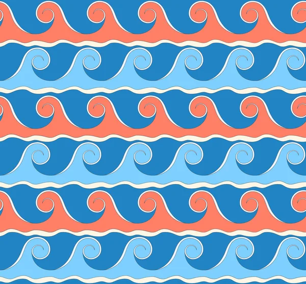 Zee golven oranje-blauw — Stockvector