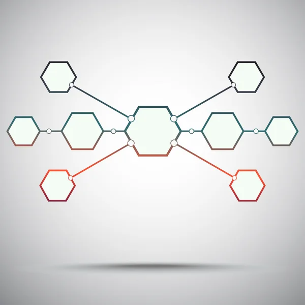 Connection of the nine hexagonal cells — Stock Vector