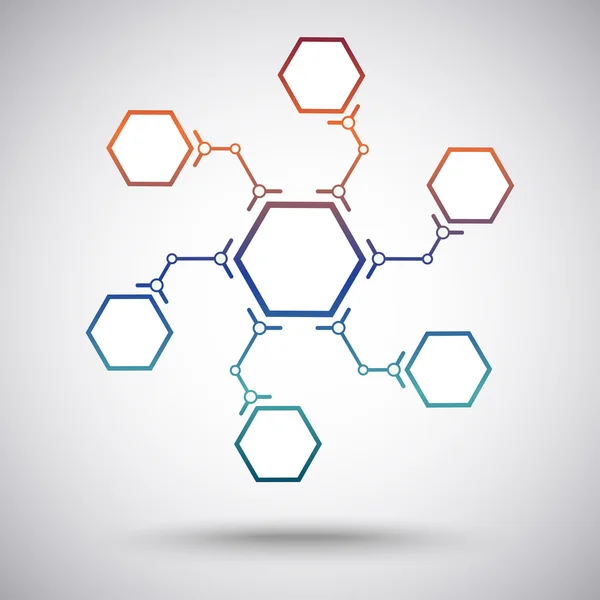 Seis celdas conectadas a la celda principal. gradiente — Archivo Imágenes Vectoriales