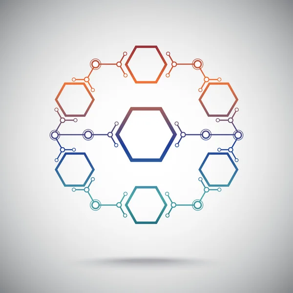 Circuito cerrado de celdas hexagonales — Vector de stock