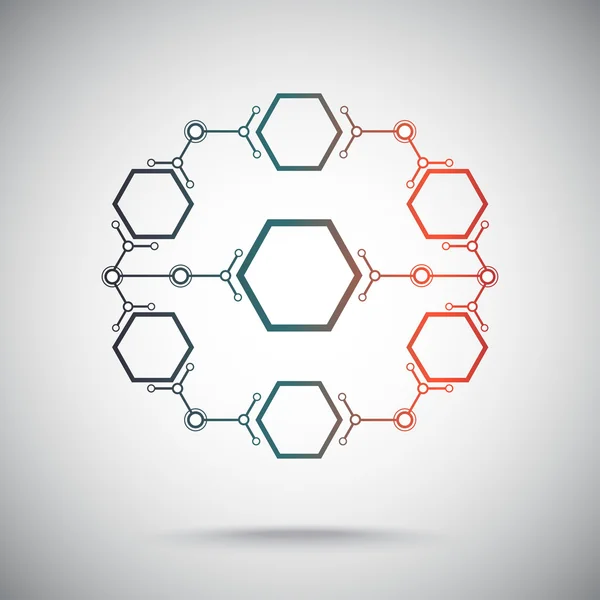 Circuit fermé des cellules hexagonales. gradient — Image vectorielle