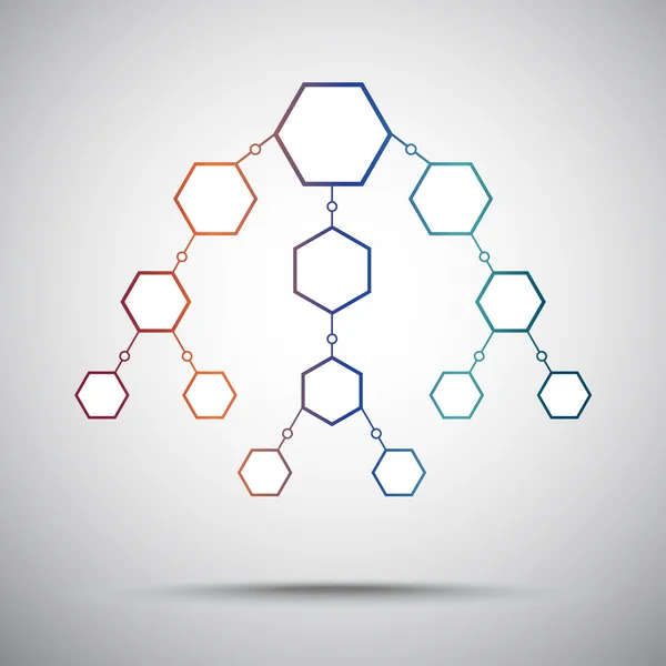 Vertical scheme of hexagons. gradient — Stock Vector