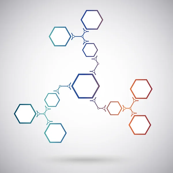 Concept de communication des dix cellules hexagonales. gradient — Image vectorielle