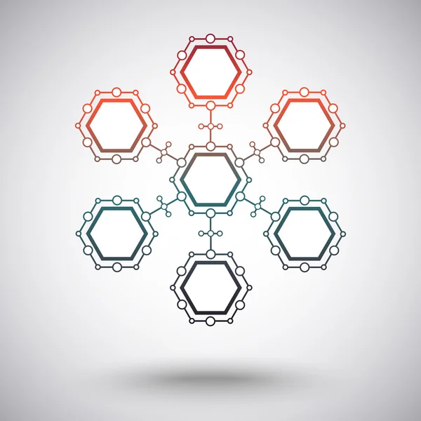 Connection from seven identical cells. gradient — Stock Vector