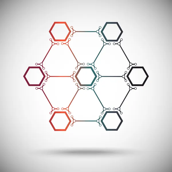 Roue de sept gradient de polygones interconnectés — Image vectorielle